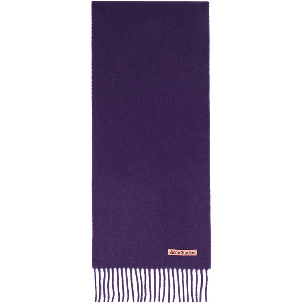  Acne Studios Purple Skinny Fringe Wool Scarf 
