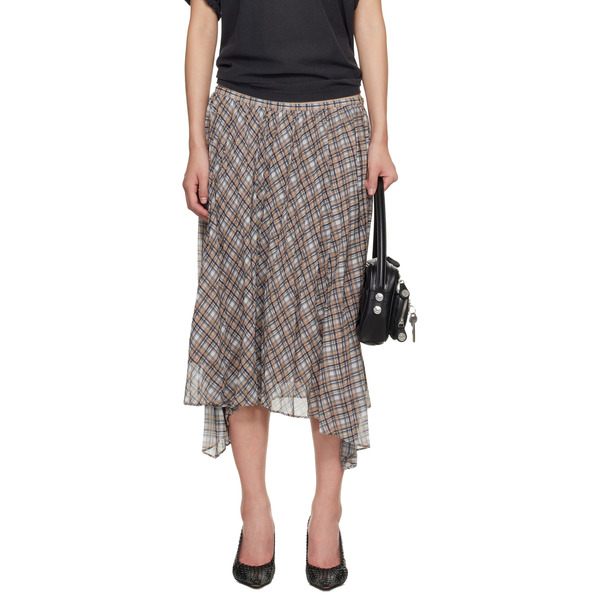  Acne Studios Tan Checked Maxi Skirt 