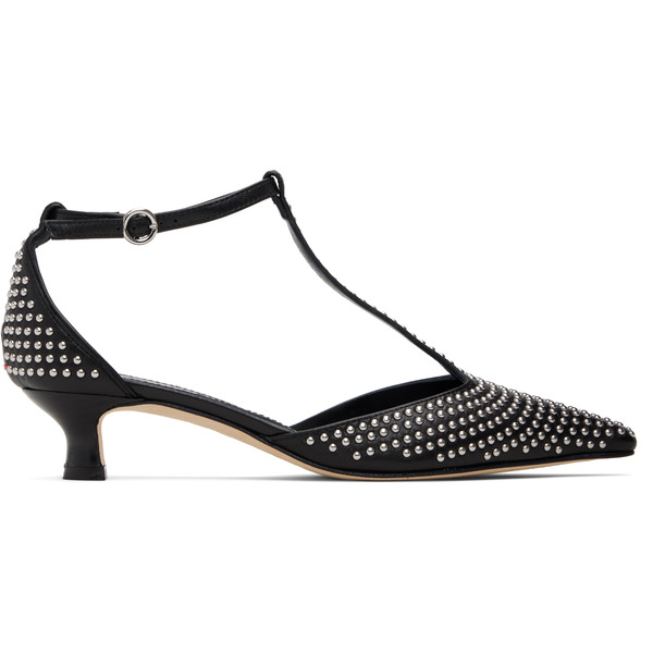  Aeyde Black Liz Mini Stud Leather Heels 