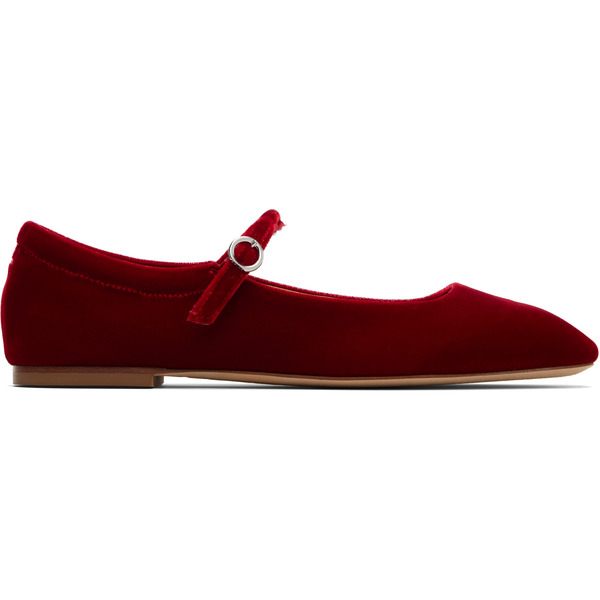  Aeyde Burgundy Uma Velvet Mary-jane Flats 