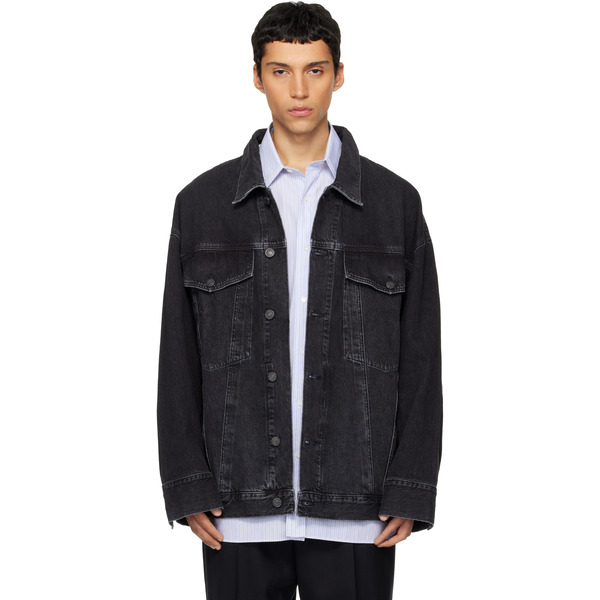  Agolde Black Wayne Denim Jacket 