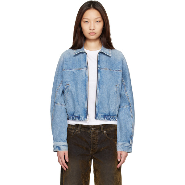  Agolde Blue Dixon Denim Bomber Jacket 