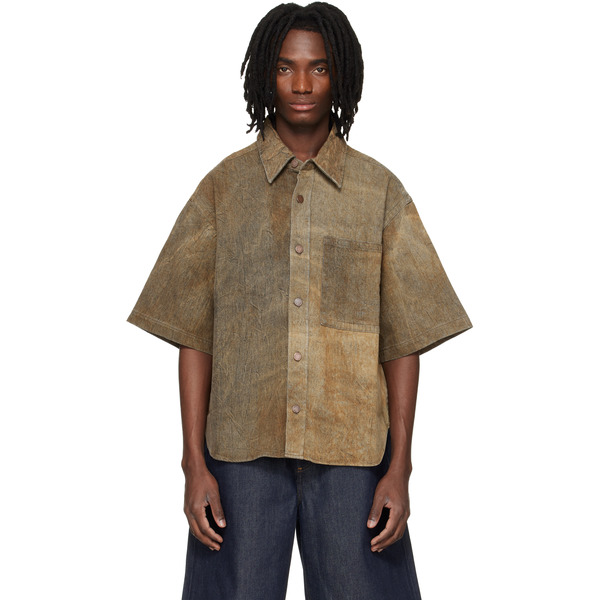  Agolde Brown Comfort Stretch Watson Denim Shirt 