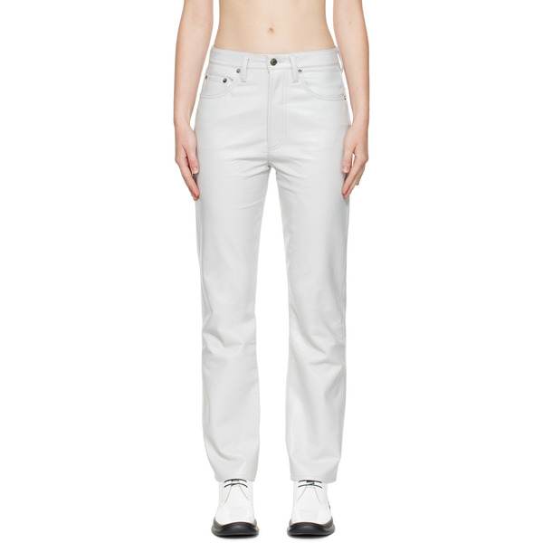  Agolde Gray Relaxed Leather Pants 