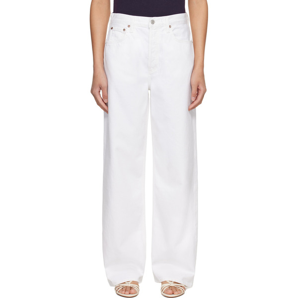  Agolde White Low Slung Baggy Jeans 
