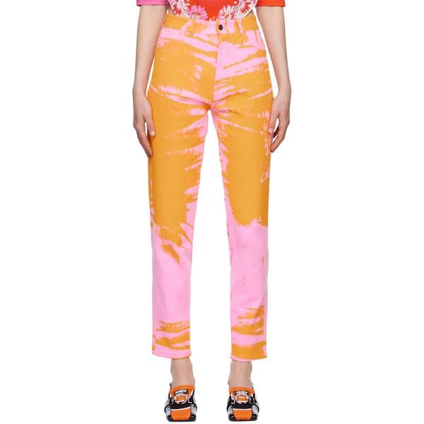  Agr Pink & Orange Printed Jeans 