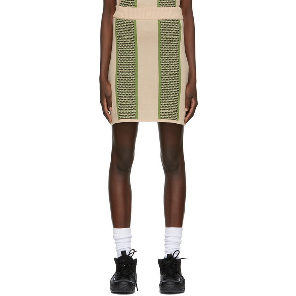  Ahluwalia Beige & Green Textured Knit Skirt 
