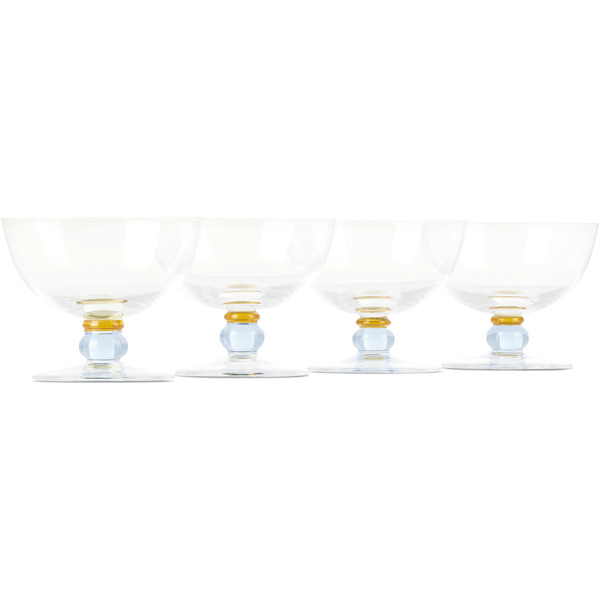  Akua Objects Blue & Orange Noam Champagne Glasses, 4 Pcs 