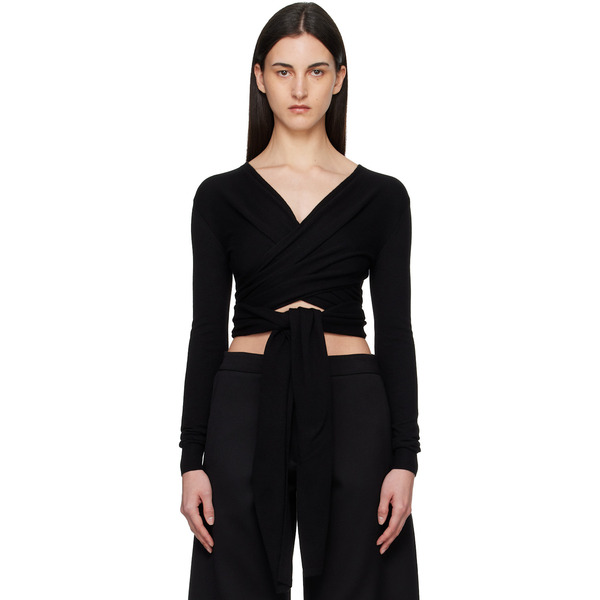  Alaïa Black Cashmere Wrap Sweater 