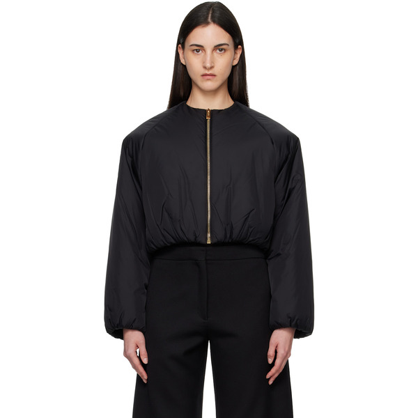  Alaïa Black Nylon Pleated Bomber Jacket 