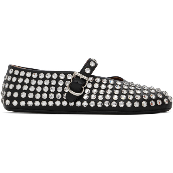  Alaïa Black Strass Ballerina Flats 