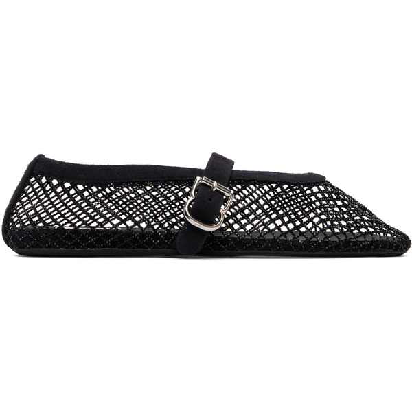  Alaïa Black Strass Fishnet Ballerina Flats 