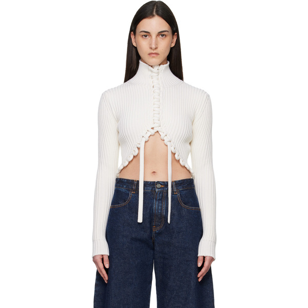  Alaïa White Cropped Sweater 