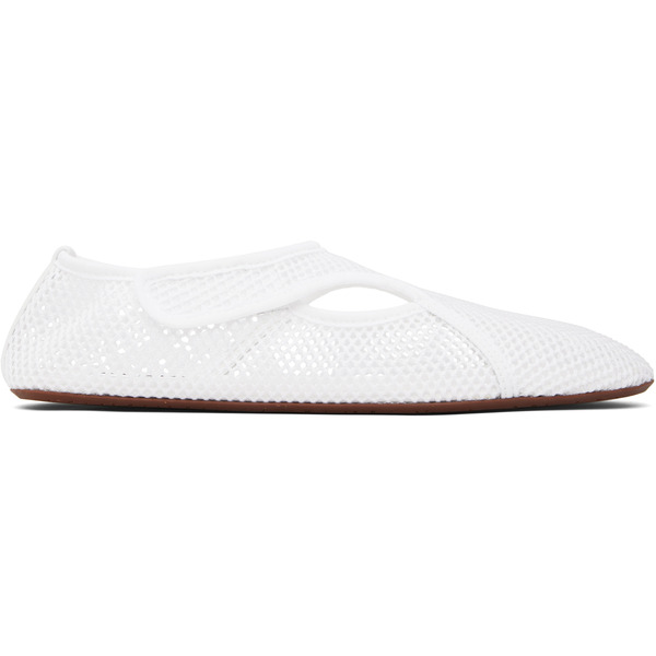  Alaïa White Fishnet Ballerina Flats 