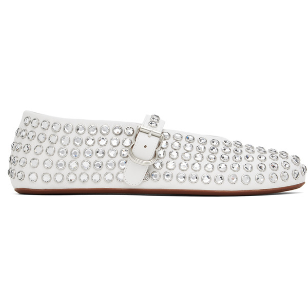  Alaïa White Strass Ballerina Flats 