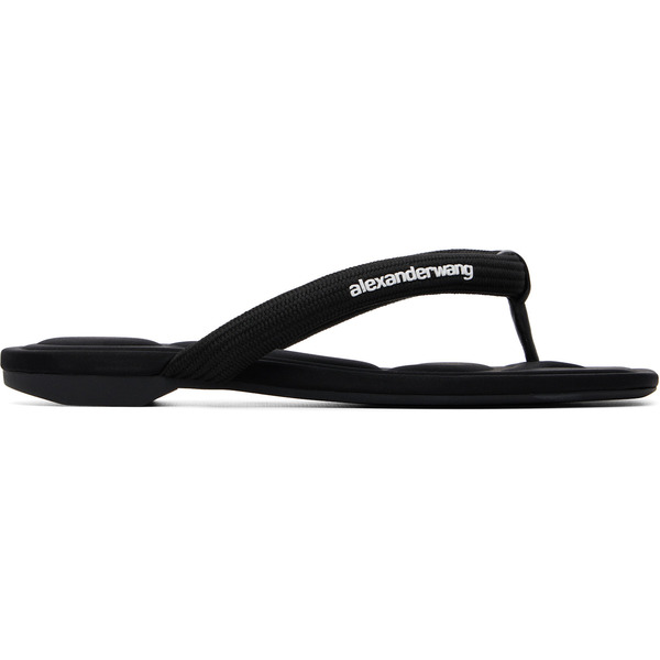  Alexander Wang Black Jenna Tubular Flat Thong Sandals 