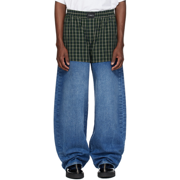  Alexander Wang Blue & Green Boxer Combo Loose Jeans 