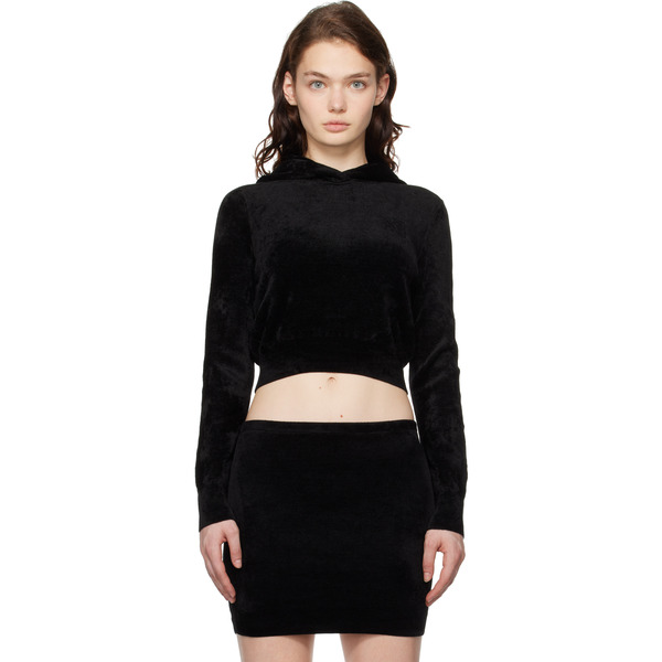  Alexanderwang.t Black Cropped Zip-up Hoodie 