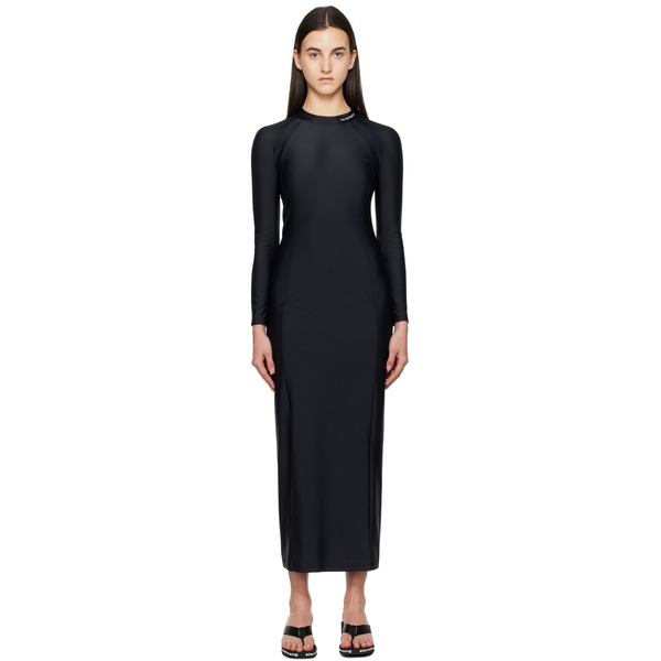  Alexanderwang.t Black Rashguard L/s Maxi Dress 