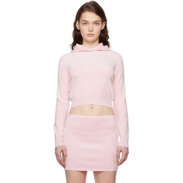  Alexanderwang.t Pink Cropped Long Sleeve Hoodie 