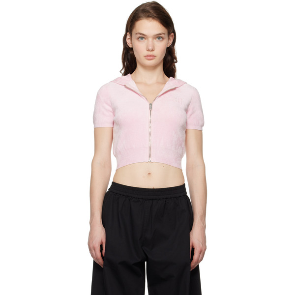  Alexanderwang.t Pink Cropped Zip-up Hoodie 