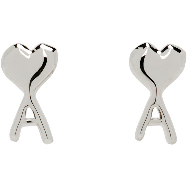  Ami Paris Ami De Coeur Hammered Earrings 