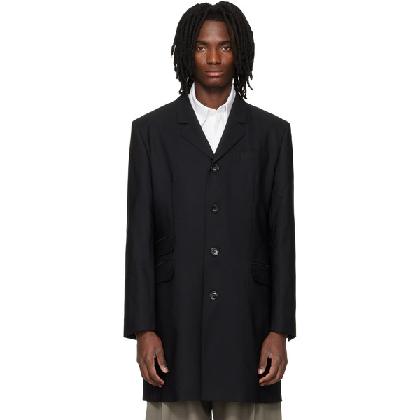  Ami Paris Black New Wool Straight Simple Breasted Coat 
