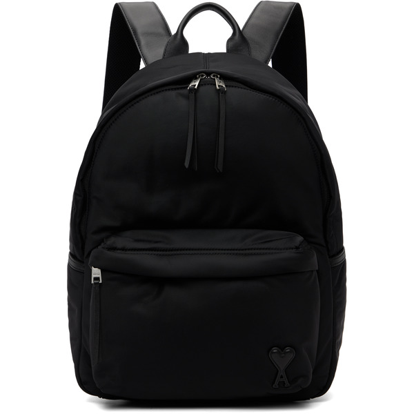  Ami Paris Black Nylon Marcel Backpack 