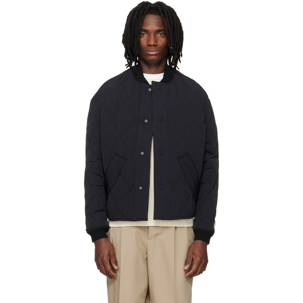 Ami Paris Black Nylon Padded Bomber Jacket 
