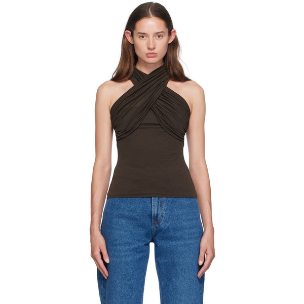  Ami Paris Brown Draped Blouse 