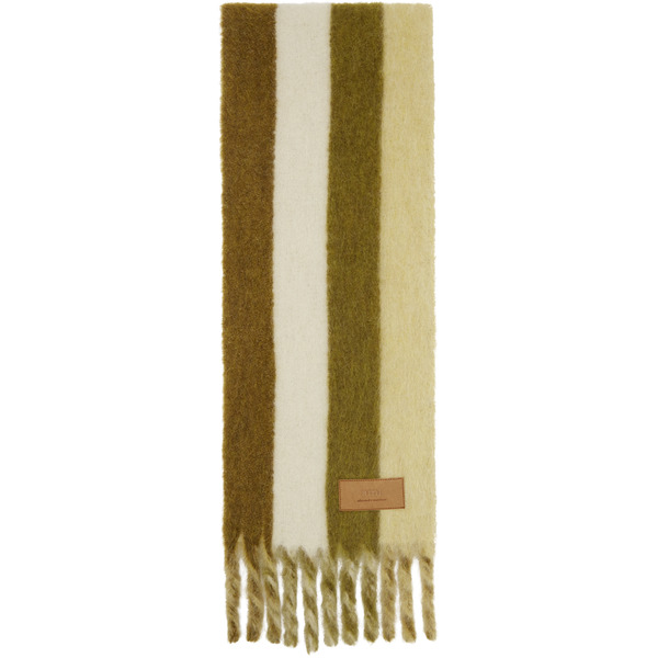  Ami Paris Green Striped Alpaca Scarf 