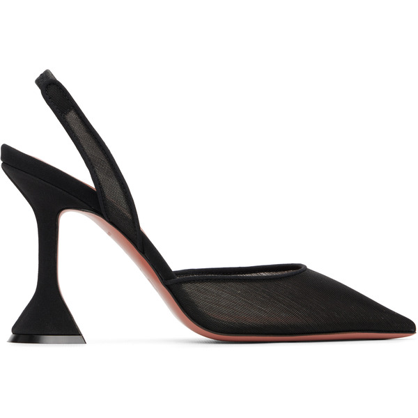  Amina Muaddi Black Holli Mesh Sling 95 Heels 