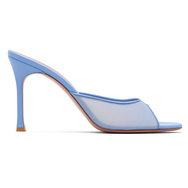  Amina Muaddi Blue Alexa Mesh Slipper 95 Heeled Sandals 