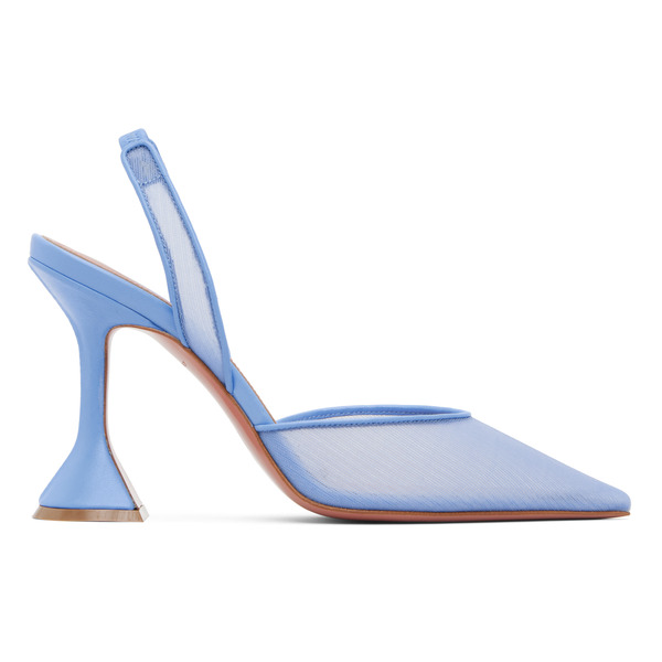  Amina Muaddi Blue Holli Mesh Sling 95 Heels 