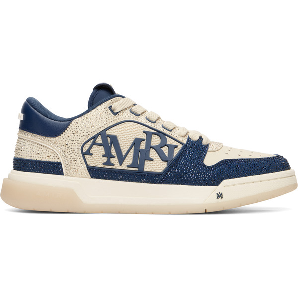  Amiri Beige & Navy Crystal Classic Low Sneakers 