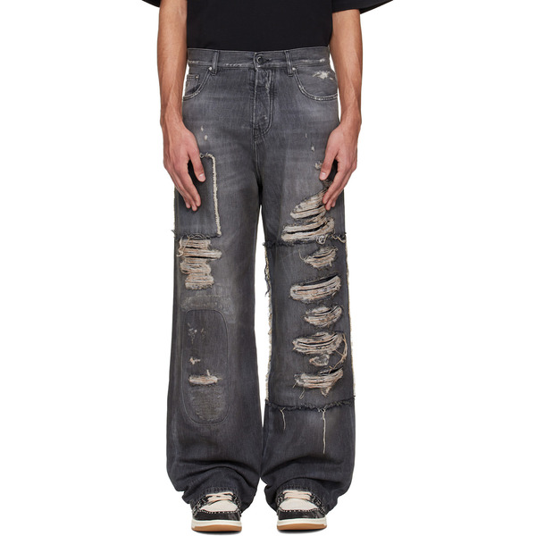  Amiri Black Carpenter Repaired Baggy Jeans 