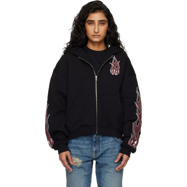  Amiri Black Flames Zip Hoodie 
