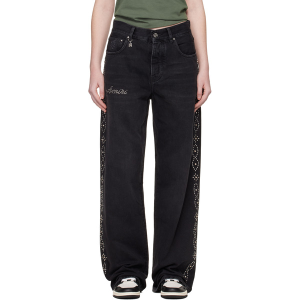  Amiri Black Stud Baggy Jeans 