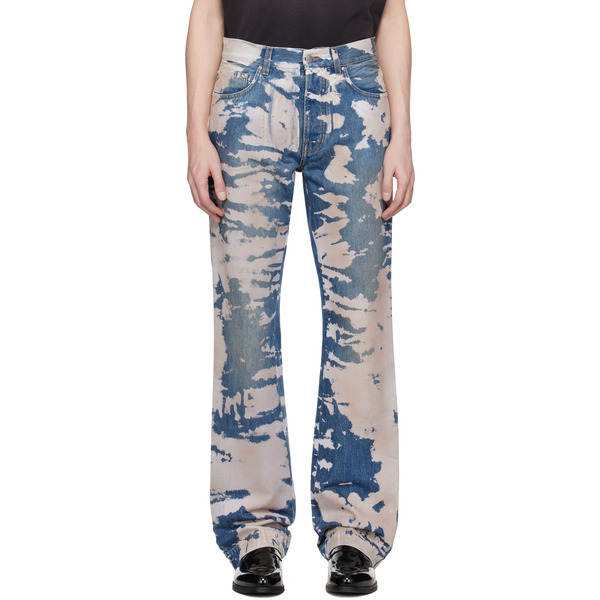  Amiri Blue Bleached Straight Flare Jeans 