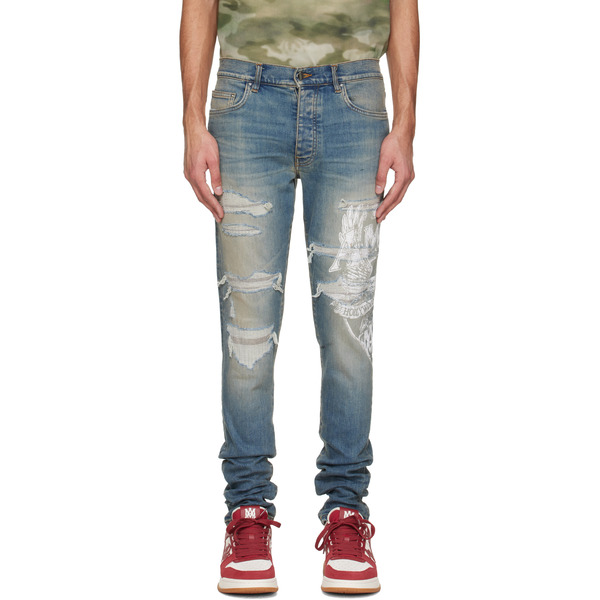  Amiri Blue Amiri Eagle Repair Skinny Jeans 