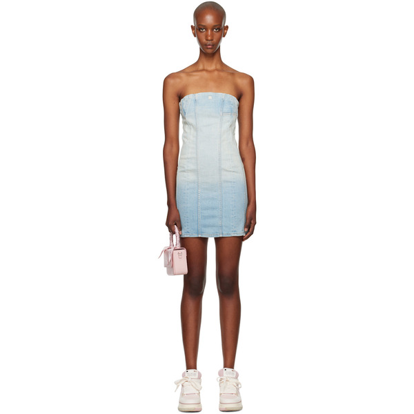  Amiri Blue Ma Bustier Denim Minidress 