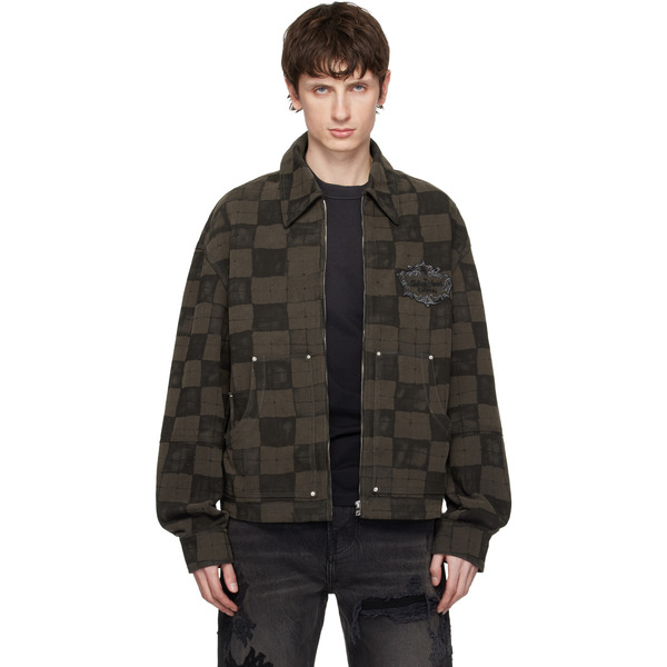 Amiri Brown Chateau Crest Denim Jacket 