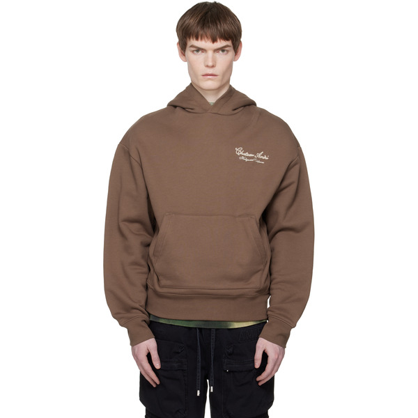  Amiri Brown 'chateau' Script Hoodie 