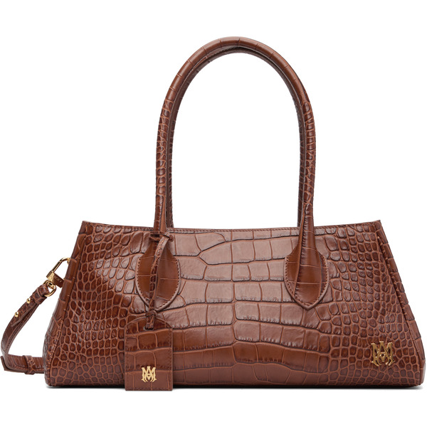  Amiri Brown Embossed Croc Honey 40 Shoulder Bag 