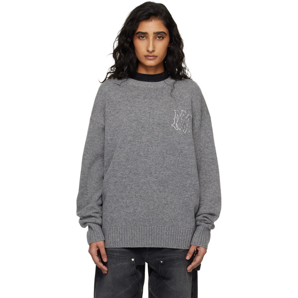  Amiri Gray Ma Applique Sweater 
