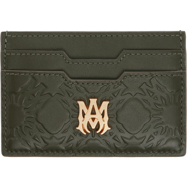  Amiri Khaki 'ma' Quad Leather Card Holder 