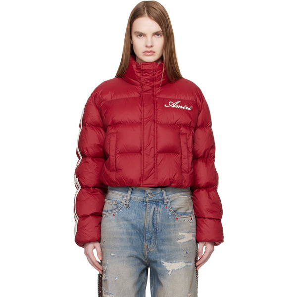  Amiri Red Bones Cropped Down Jacket 