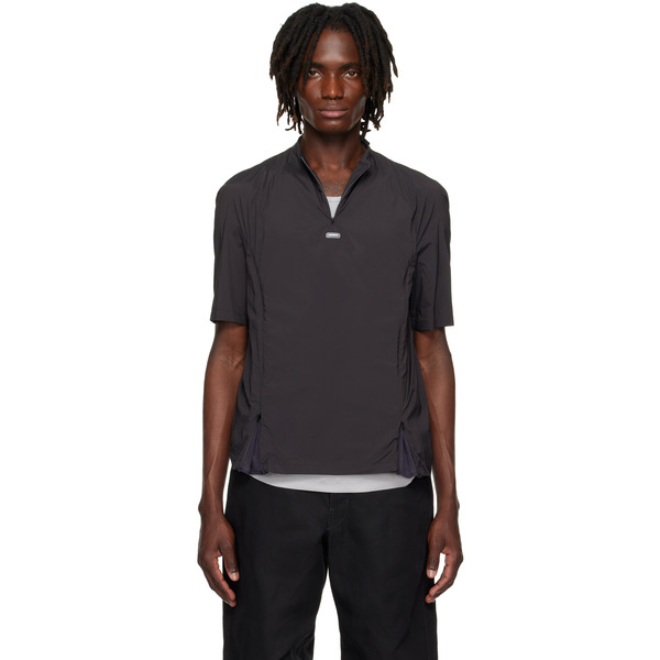  Amomento Gray Mock Neck Zip T-shirt 