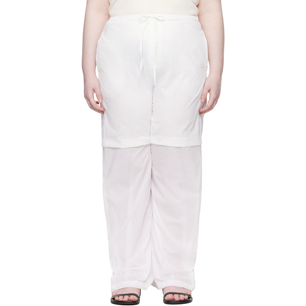  Amomento White Nylon Layered Trousers 