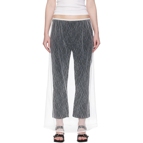  Amomento White Sheer Lace Long Maxi Skirt 